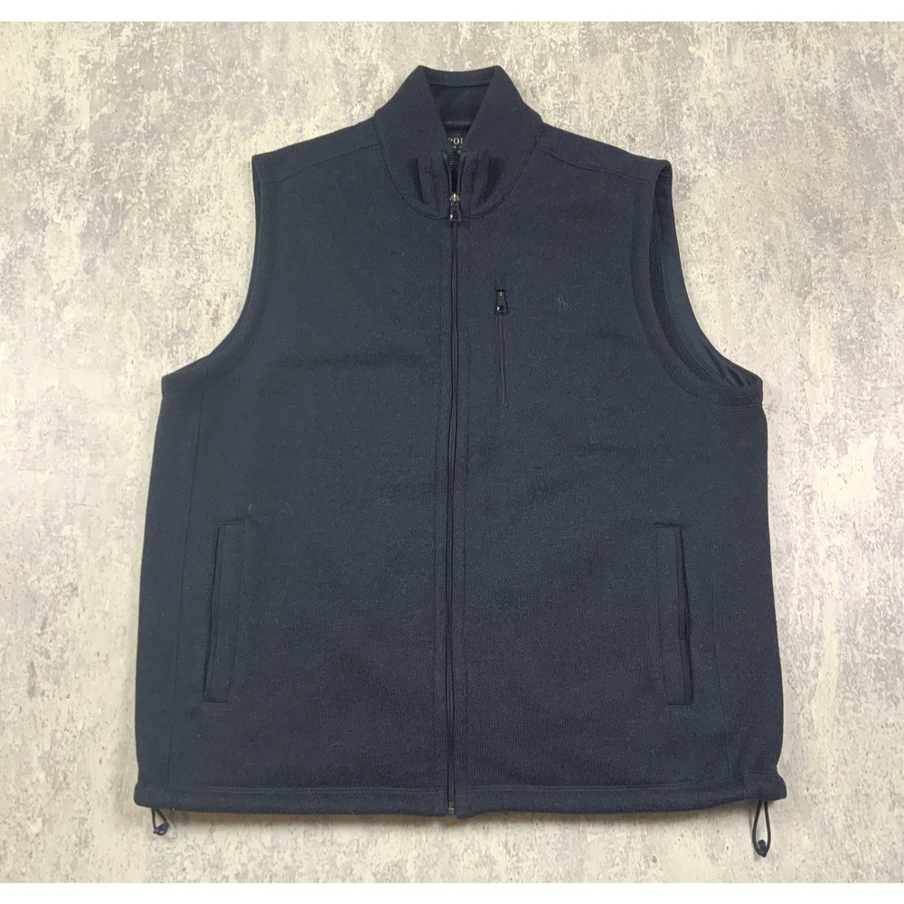 Polo Ralph Lauren Vest Mens XL Blue Performance Full Zip Navy Fleece Golf